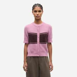 Sanoura SS Cardigan Orchid Wide Stripe