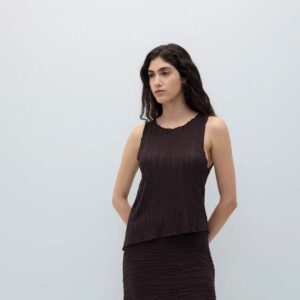 Leila Textured Asymetric Top Brown