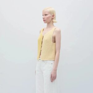 Lilith Bulky Knit Vest Top Yellow