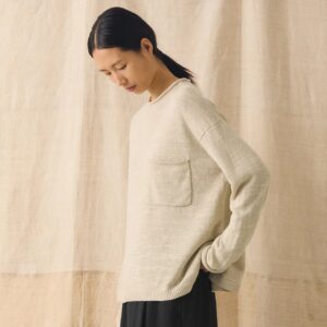 Linen Cotton Fine Knit Sweater Parchment