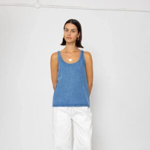 Pleated Scoop Back Vest Heavy Bleach Wash