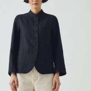 Garment Dyed Cotton Linen Neat Jacket Slate