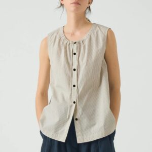 Mini Stripe Cotton Top Sunwashed Blue